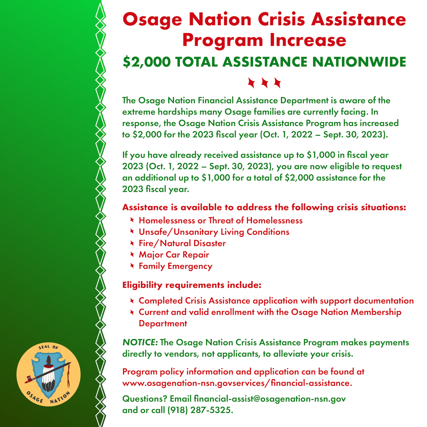 Financial crisis assistance